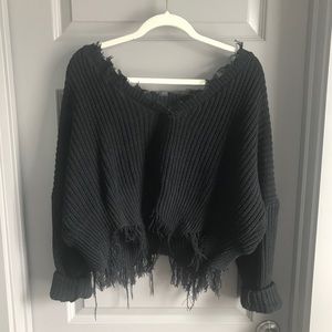 Cropped distress sweater